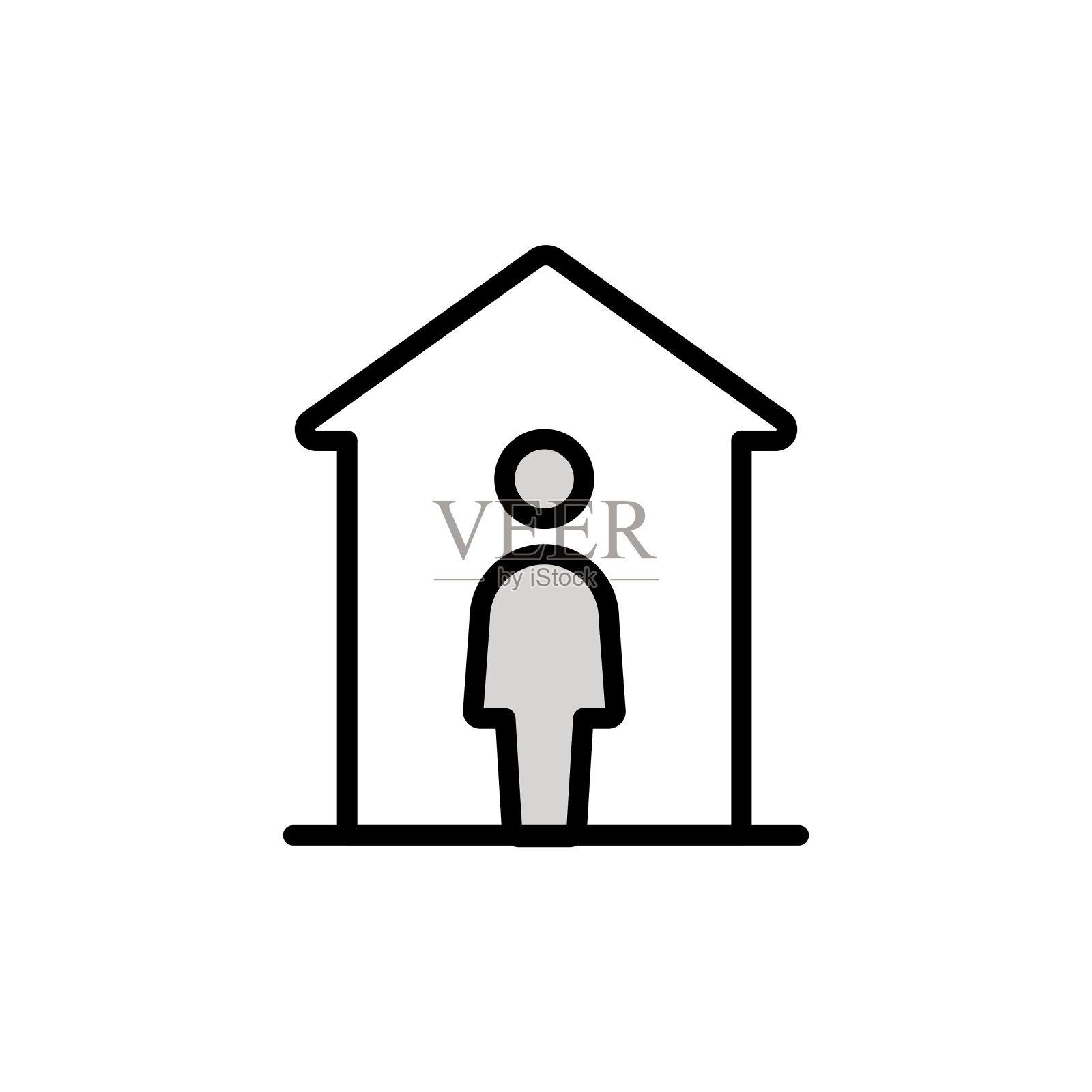 呆在家里通用线图标设计与可编辑的笔触。适合网页,移动应用,UI, UX和GUI设计。插画图片素材