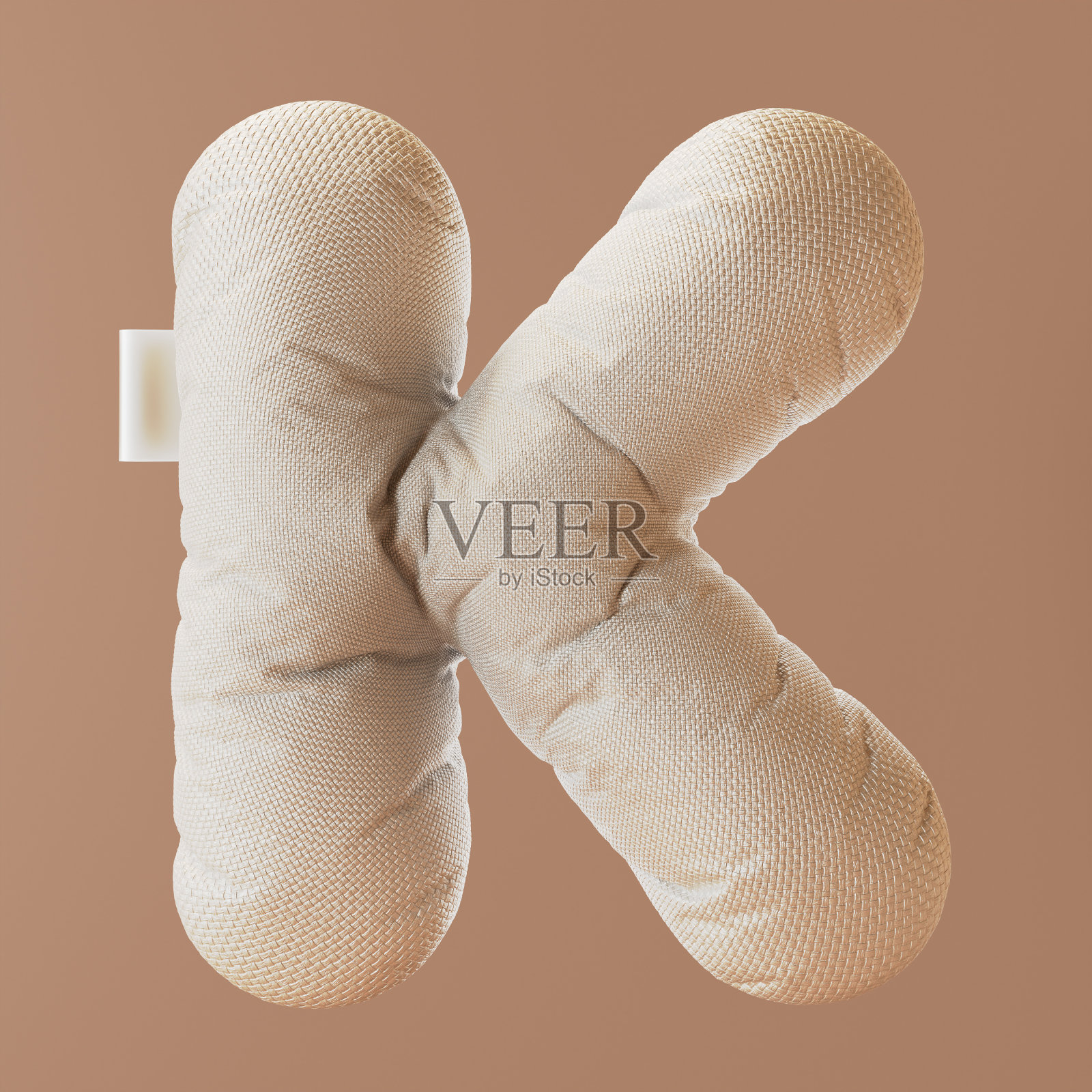 充气,泡沫,纺织品,织物3d字母K。照片摄影图片