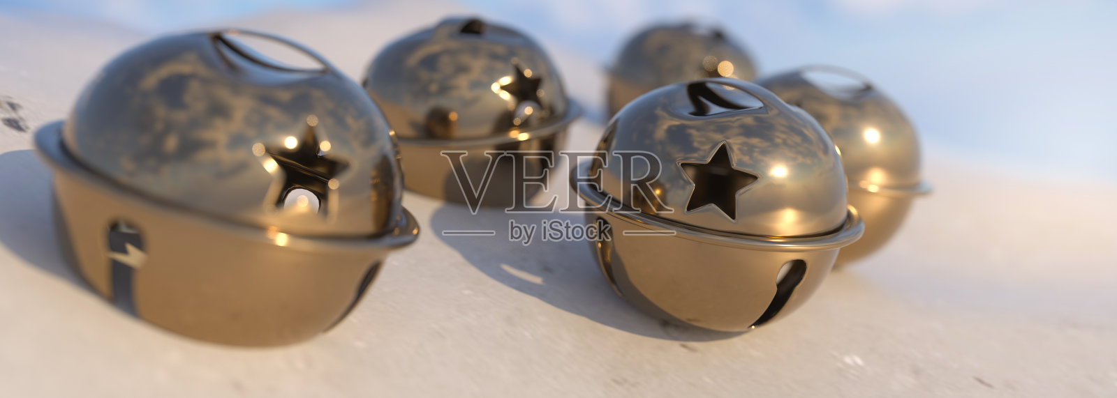 雪中的雪橇铃铛3d渲染照片摄影图片