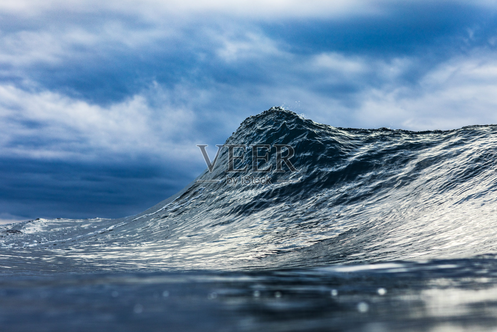 强大的海浪矗立在黑暗的暴风雨天空下照片摄影图片