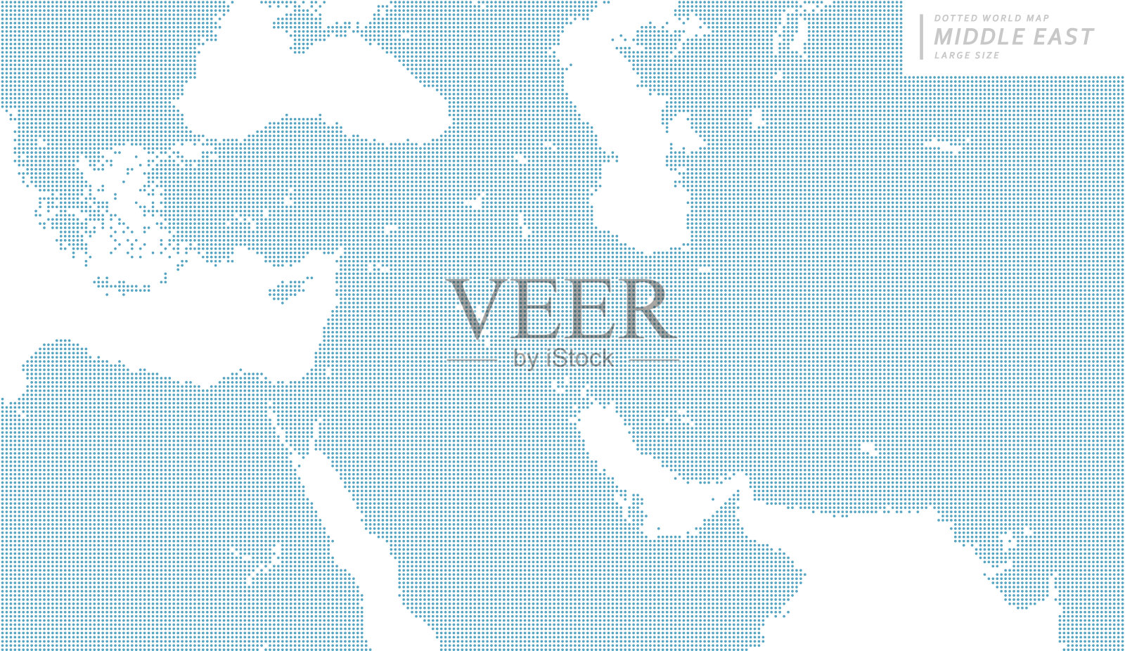 以中东和亚洲为中心的蓝点地图。大尺寸。插画图片素材