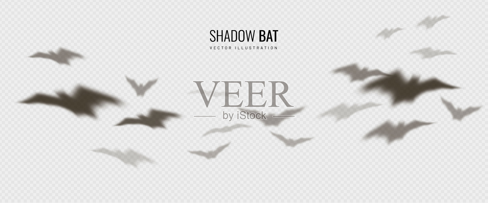 万圣节的蝙蝠元素。在亡灵节庆祝活动的横幅上,用影子投射作为装饰。模糊矢量图插画图片素材