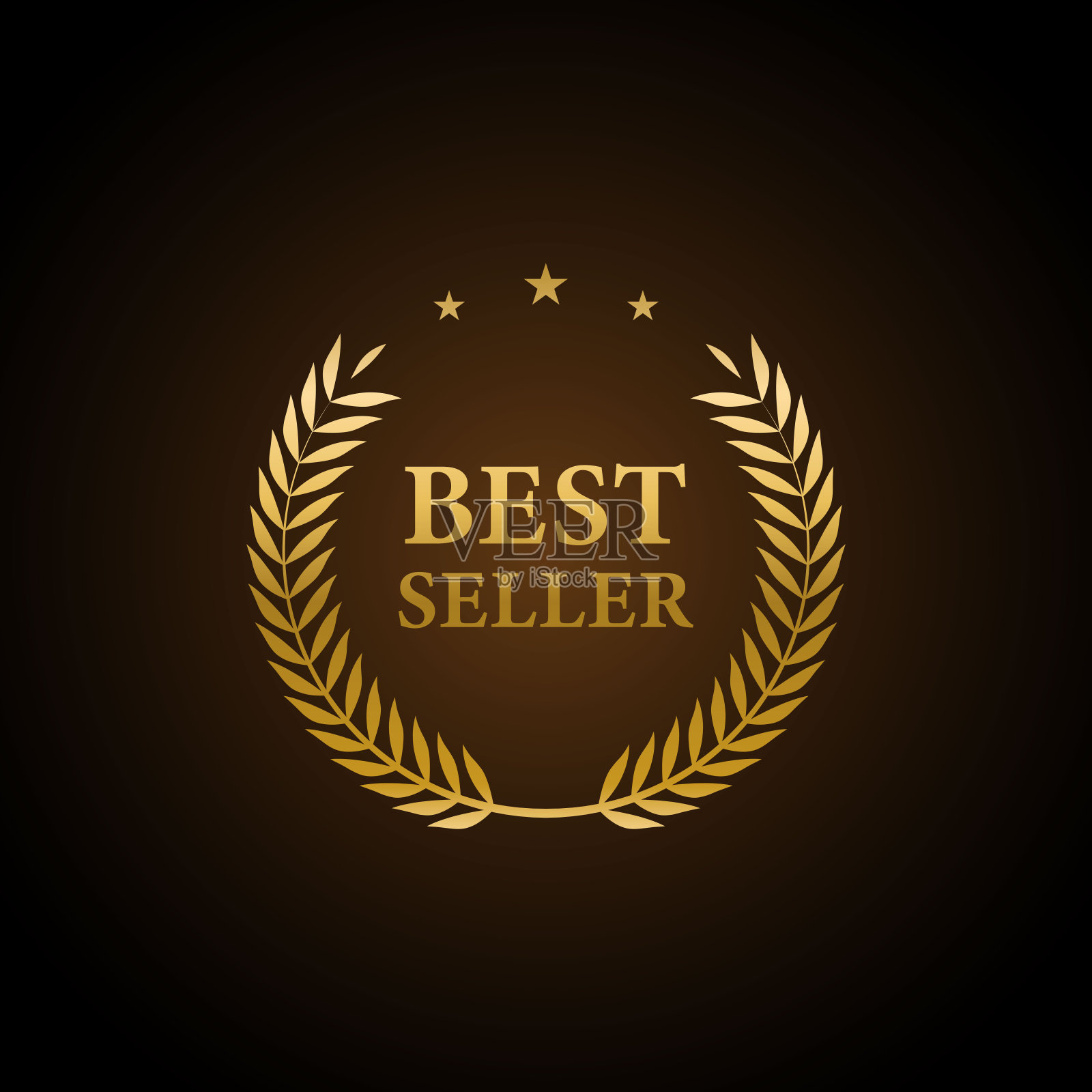 最畅销的金色标志与桂冠。矢量插图。插画图片素材