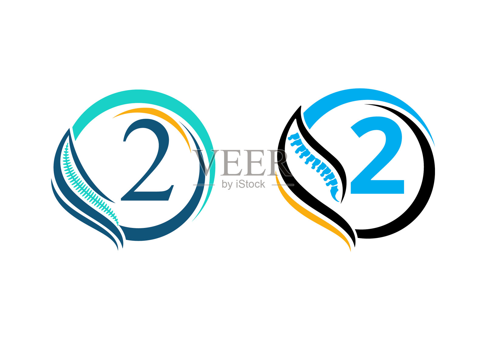 字母2与脊柱骨科标志插画图片素材