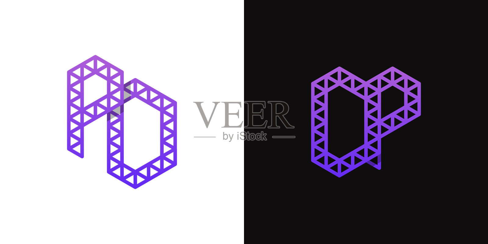 字母dp和pd多边形标志设置适合插画图片素材