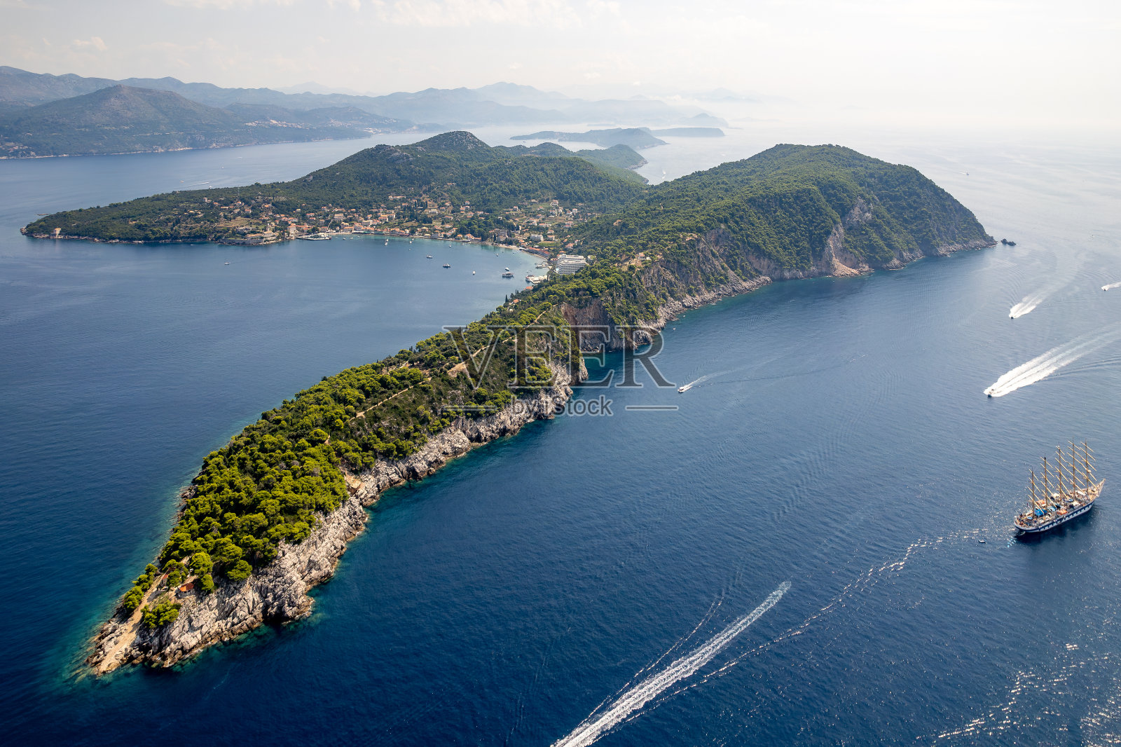 克罗地亚洛普德岛鸟瞰图照片摄影图片