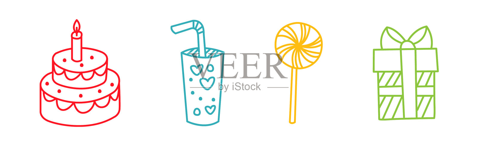 派对和生日庆祝线的标志和插画图片素材