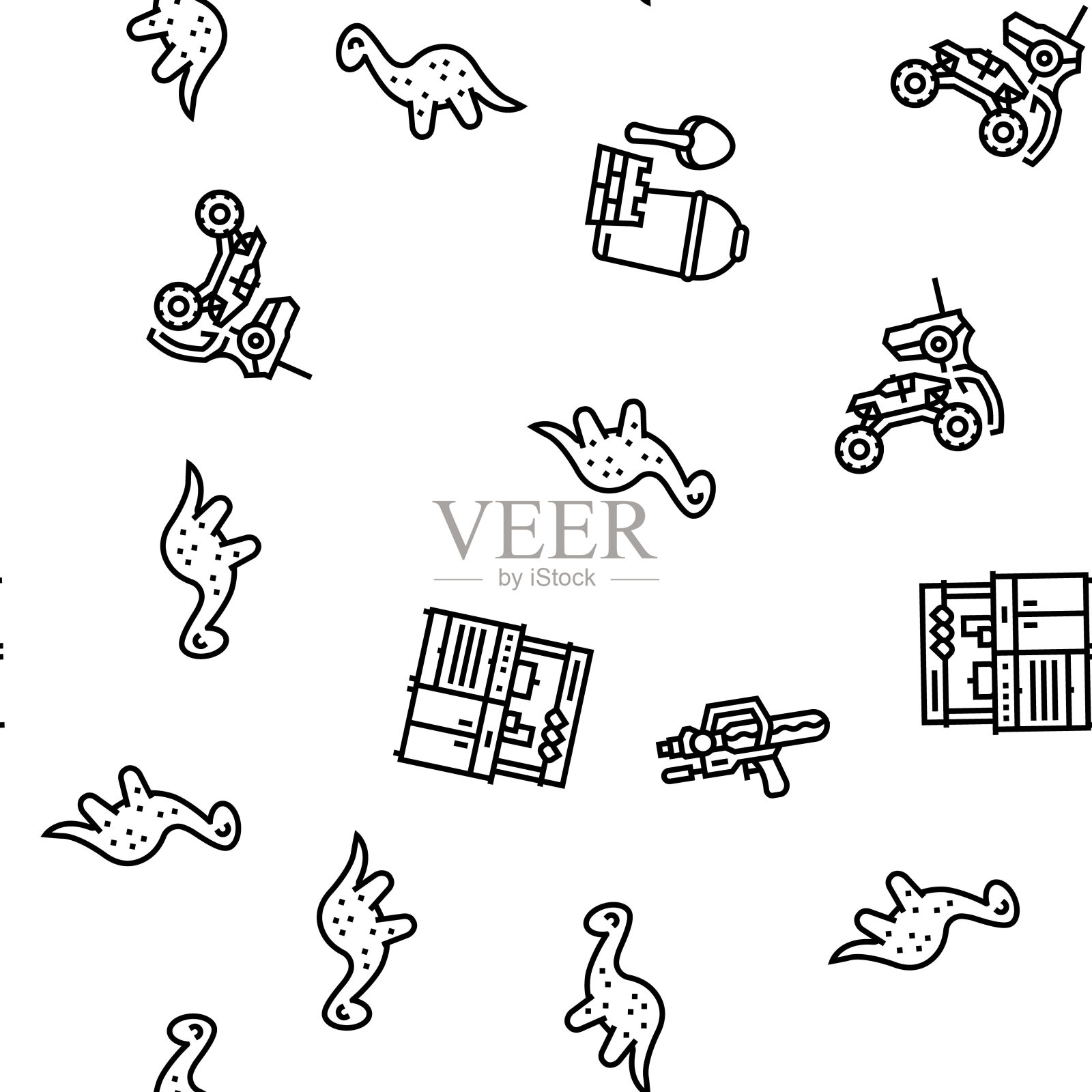 玩具宝宝儿童游戏玩矢量无缝图案插画图片素材