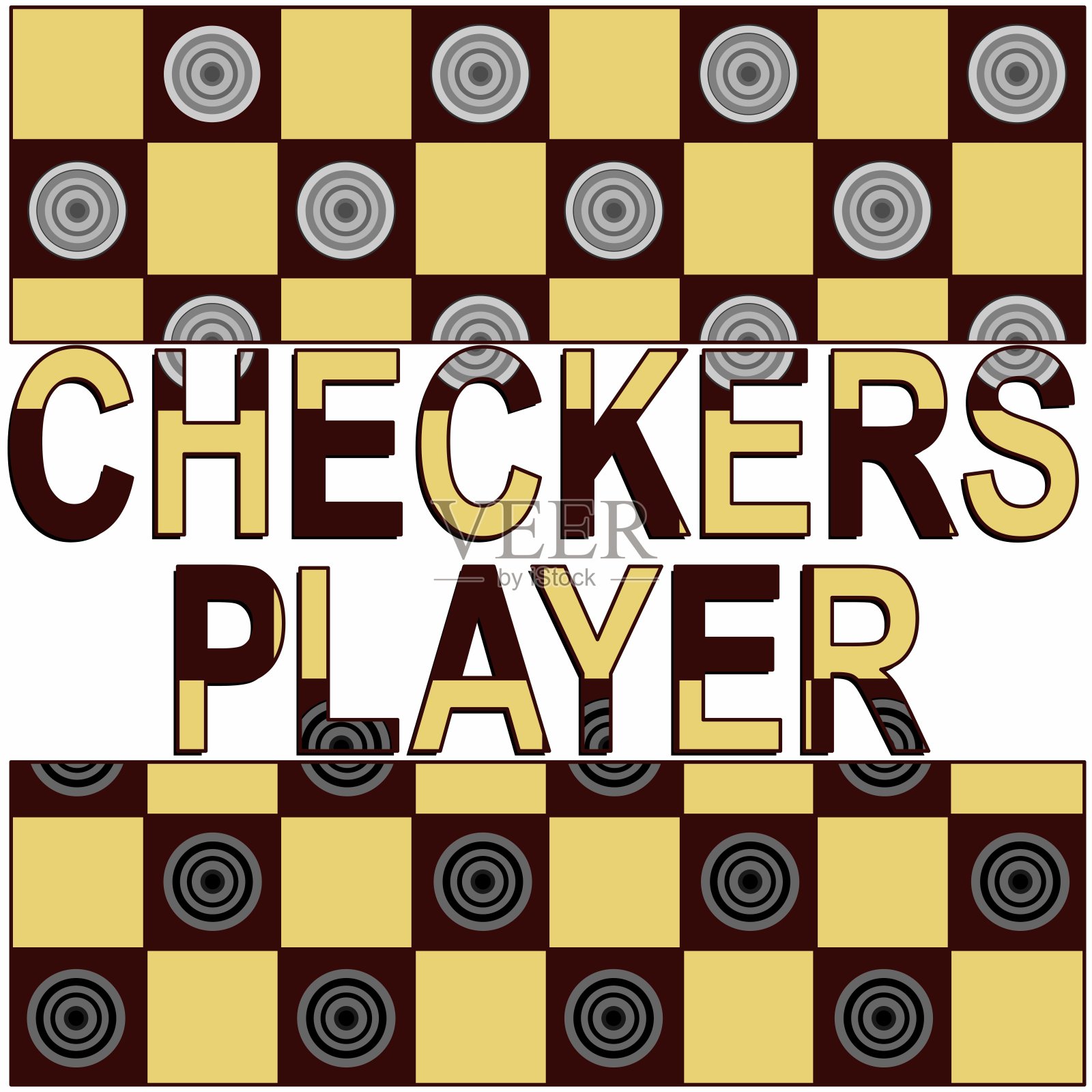 艺术与棋盘写跳棋玩家在中间,艺术,矢量。插画图片素材