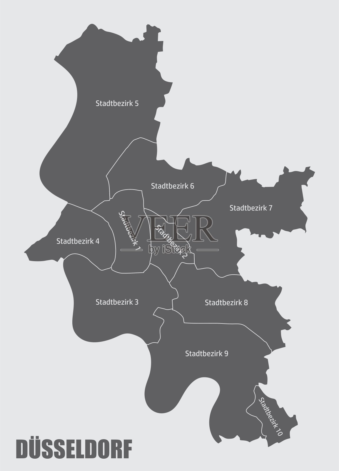 杜塞尔多夫市行政地图插画图片素材