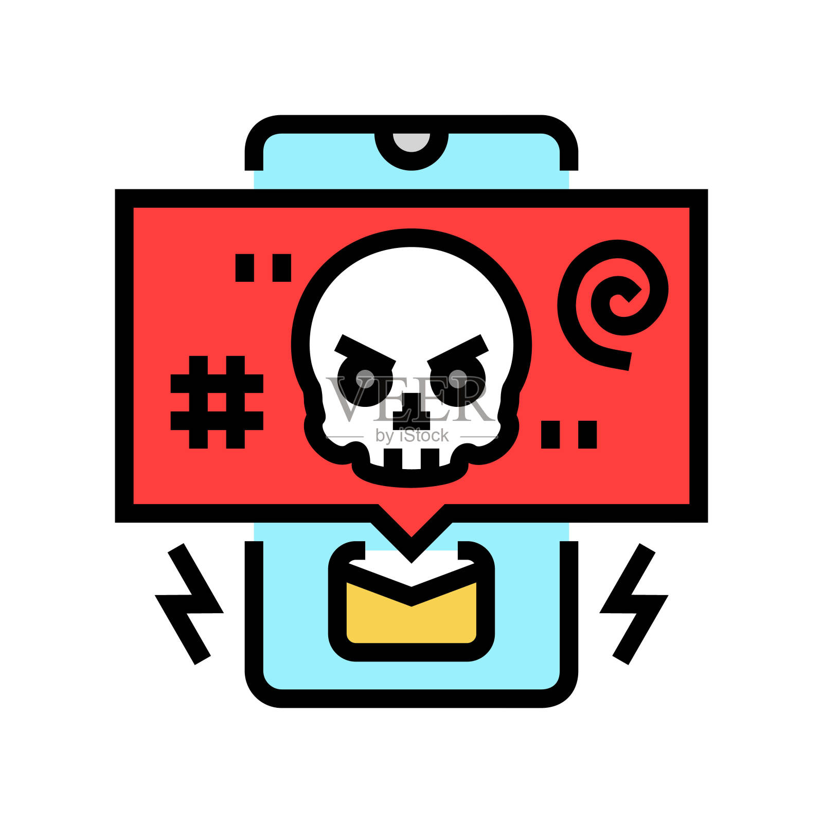 威胁信息网络欺凌彩色图标矢量插图插画图片素材