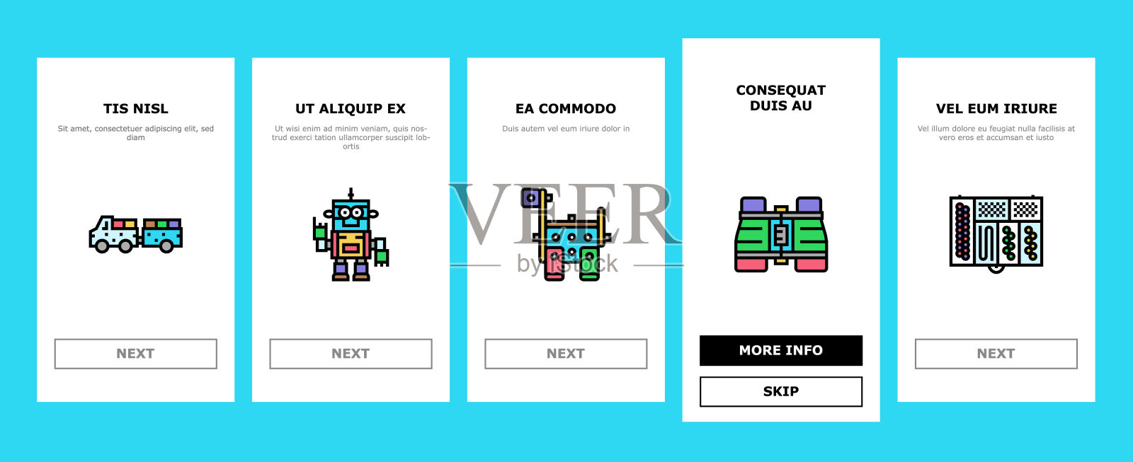 玩具婴儿儿童儿童玩登机图标集矢量插画图片素材