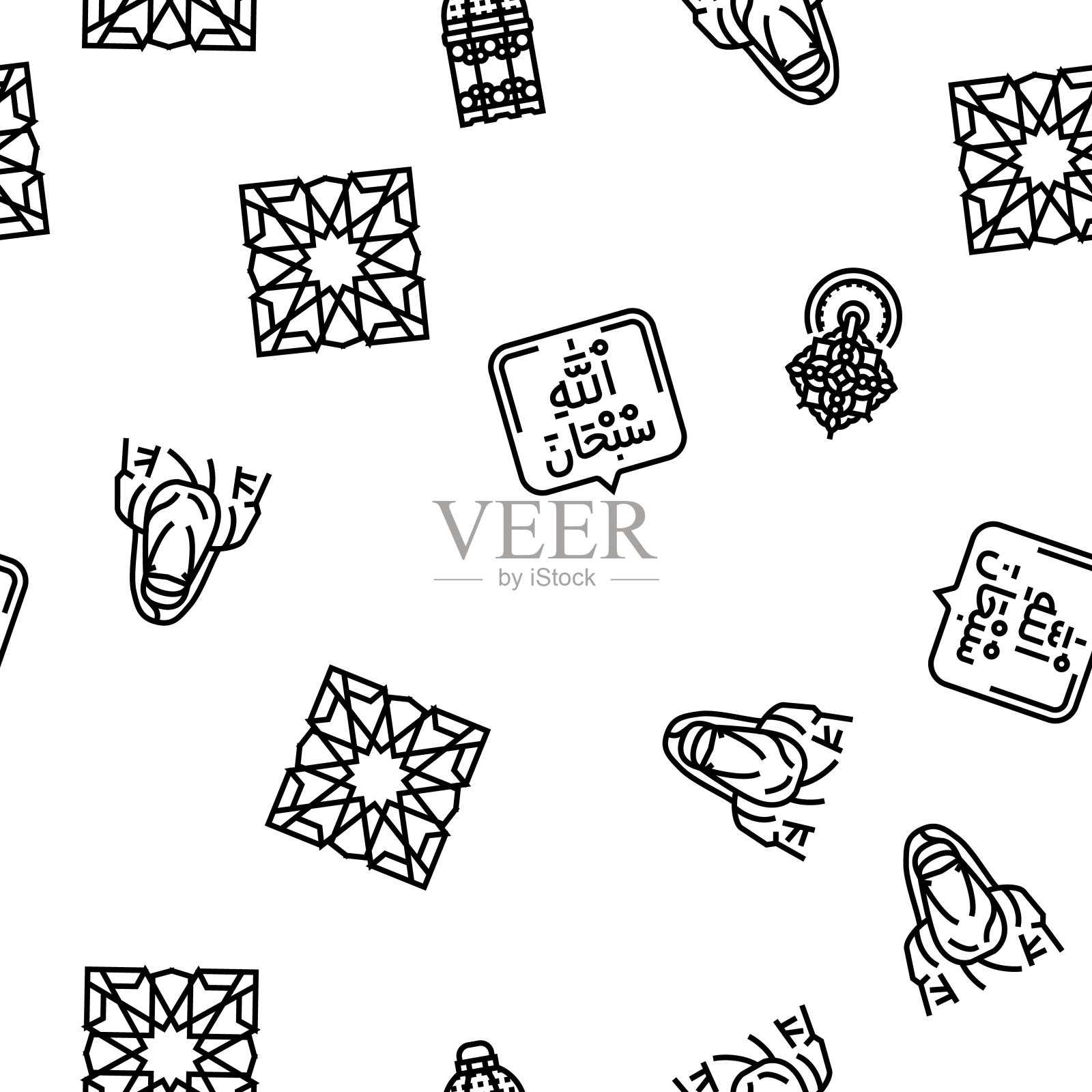 斋月伊斯兰穆斯林开斋节阿拉伯矢量无缝图案插画图片素材