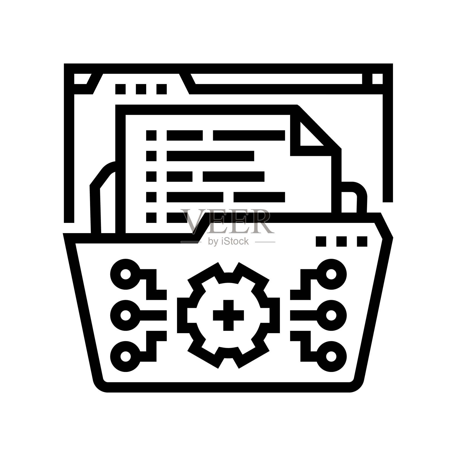 系统文档分析线图标矢量插图插画图片素材