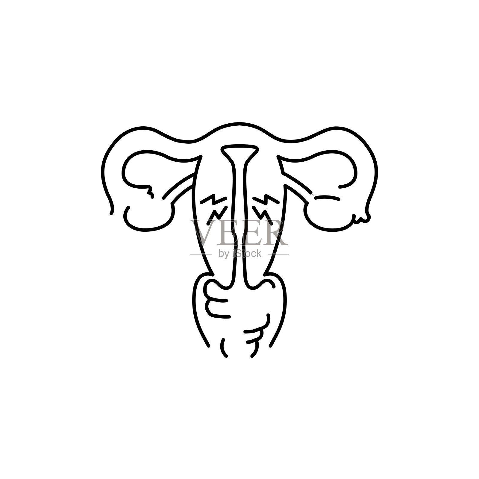 子宫内膜增生彩色线图示。妇科问题插画图片素材