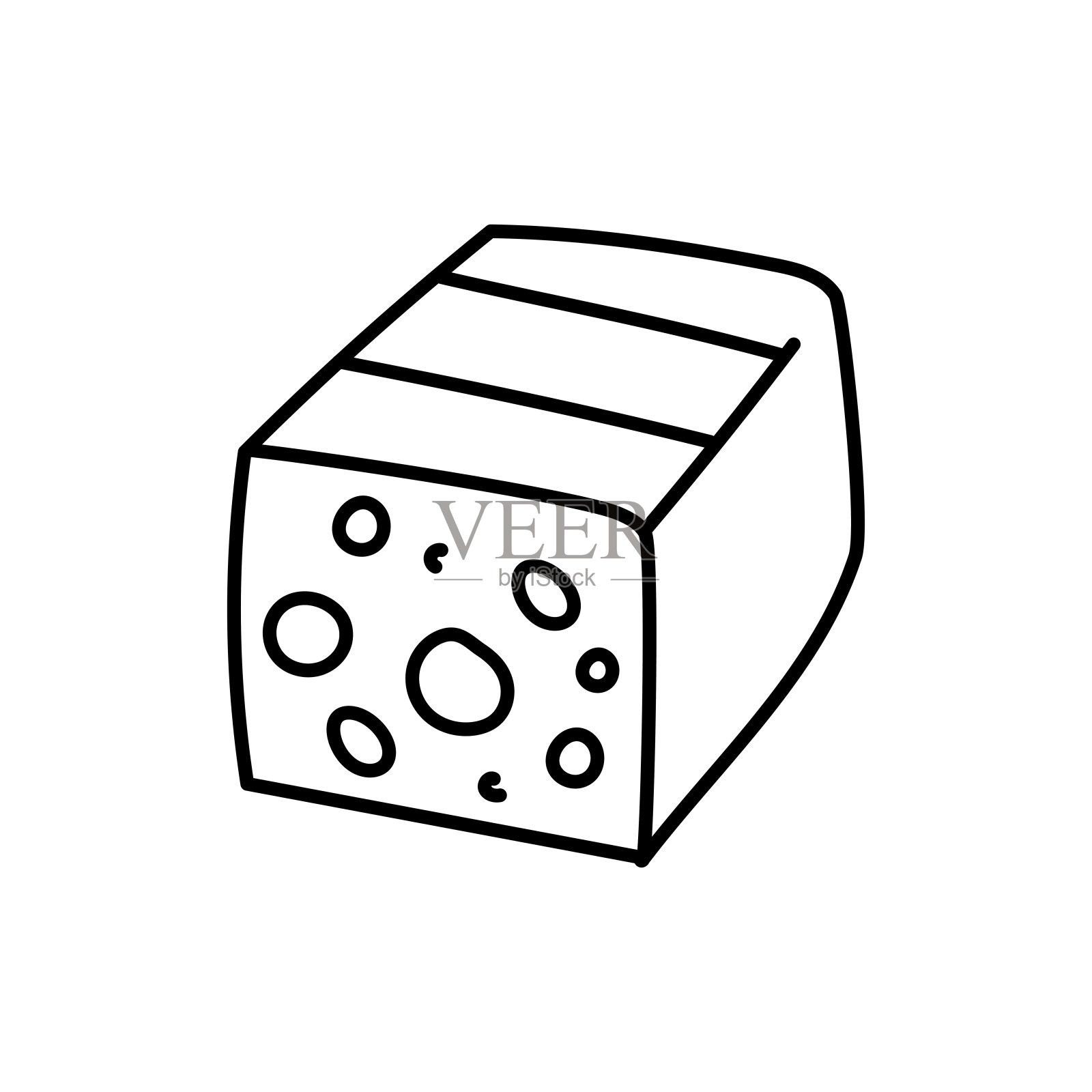 Edam奶酪黑线图标。奶产品。插画图片素材