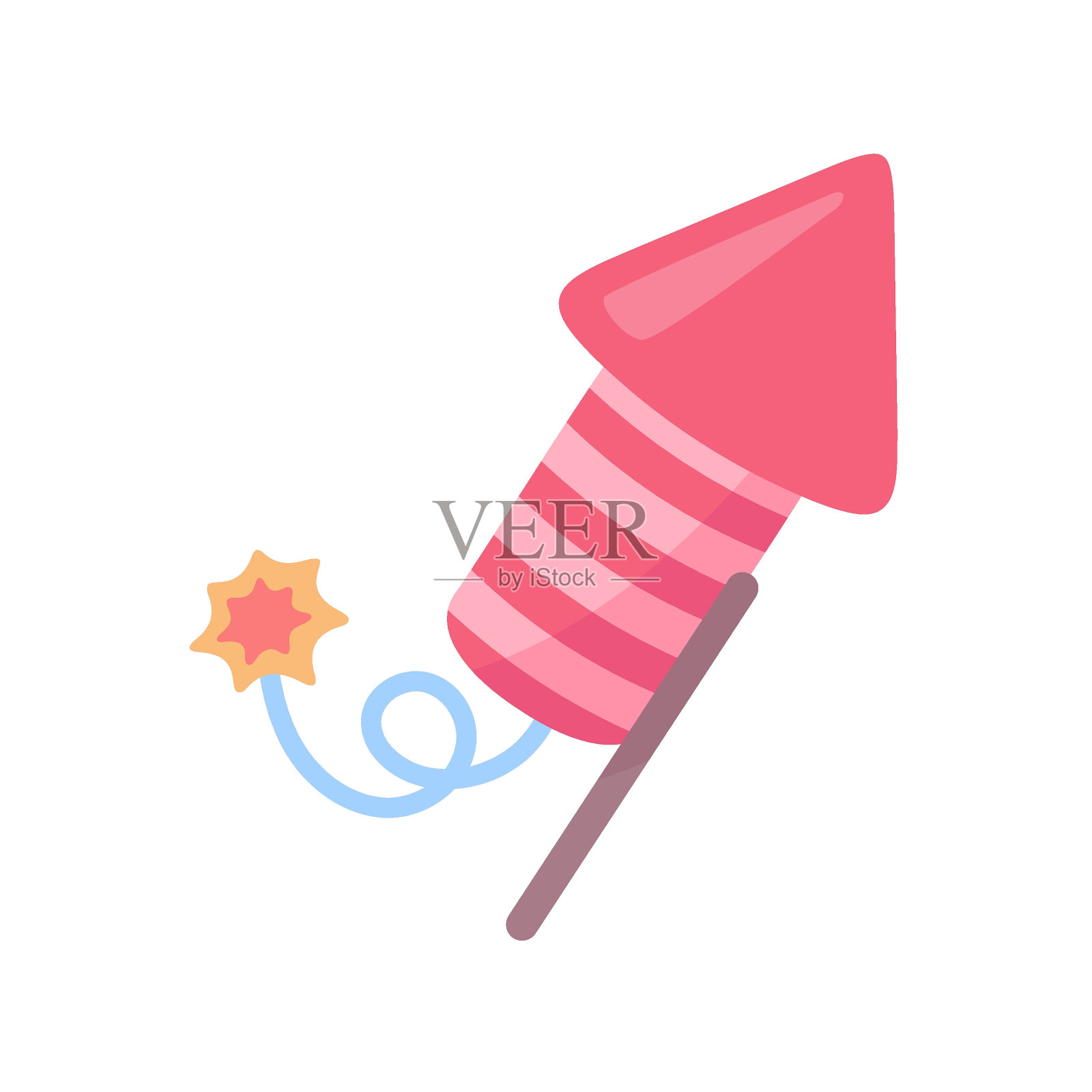 方烟花。为聚会创造乐趣的彩色烟花。插画图片素材