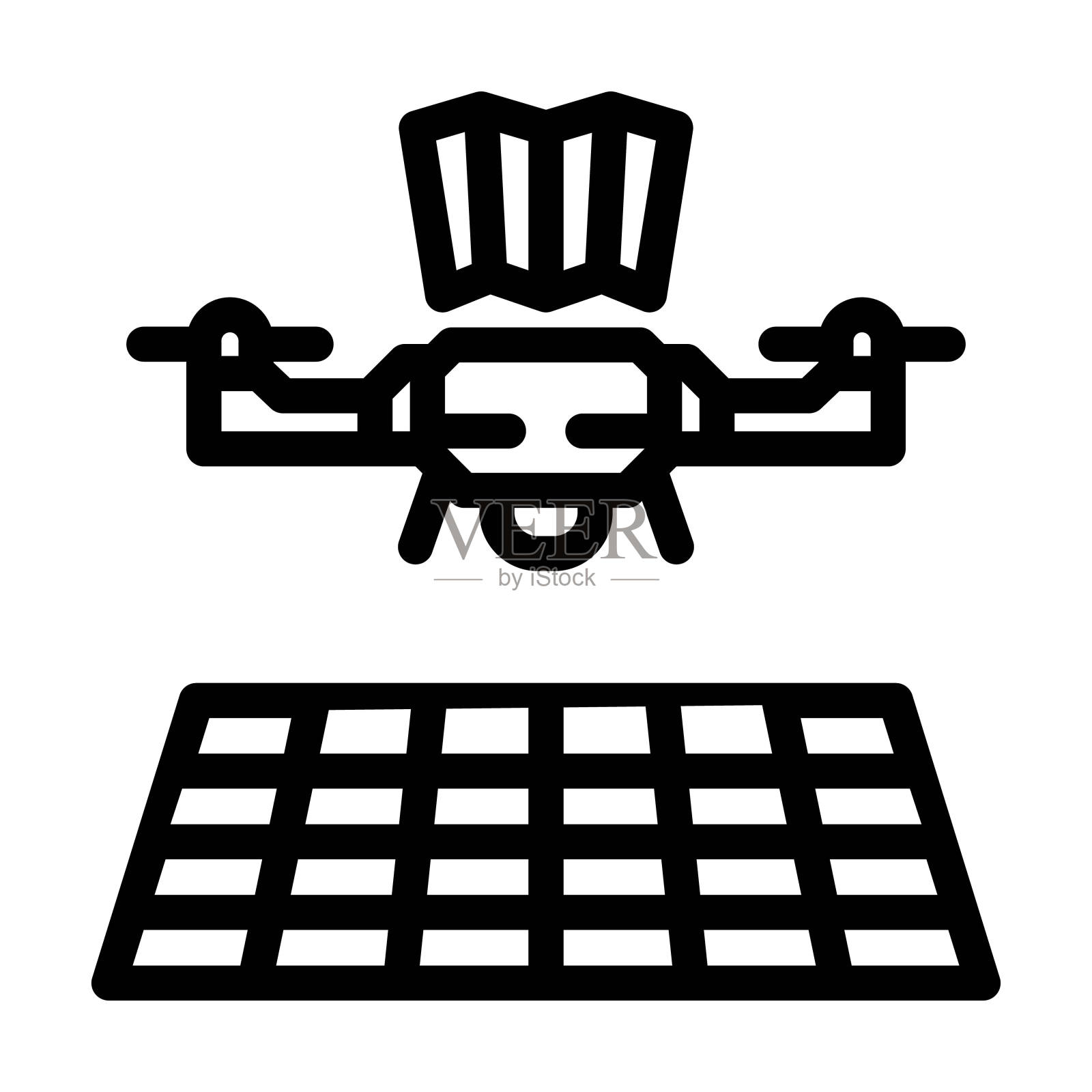 无人机测绘线图标矢量插图插画图片素材