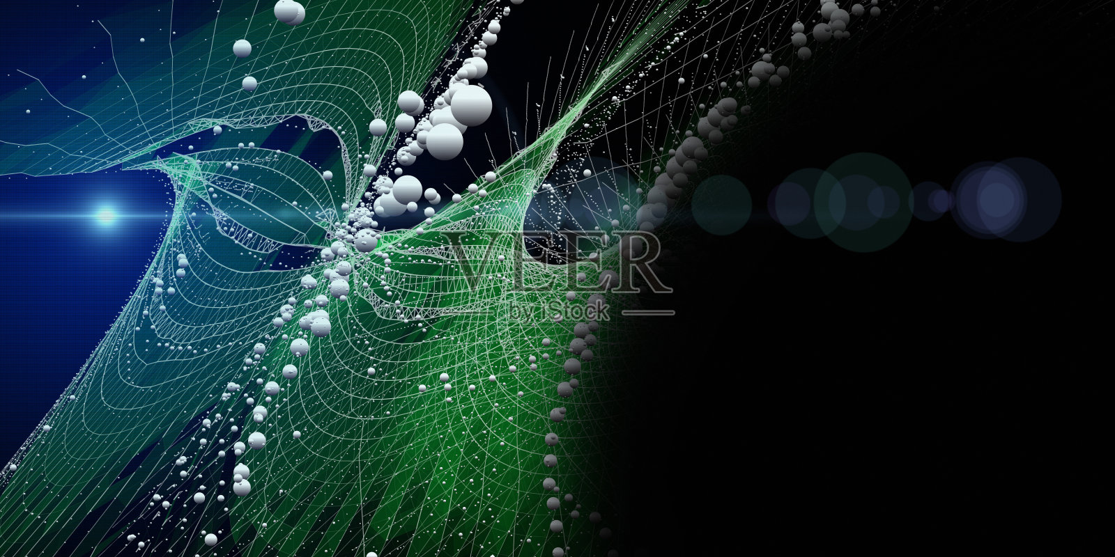 抽象背景扭曲线框网格从球体和黑色的光。大数据。技术概念数据网格。商业、科学和技术数据分析的旗帜。照片摄影图片