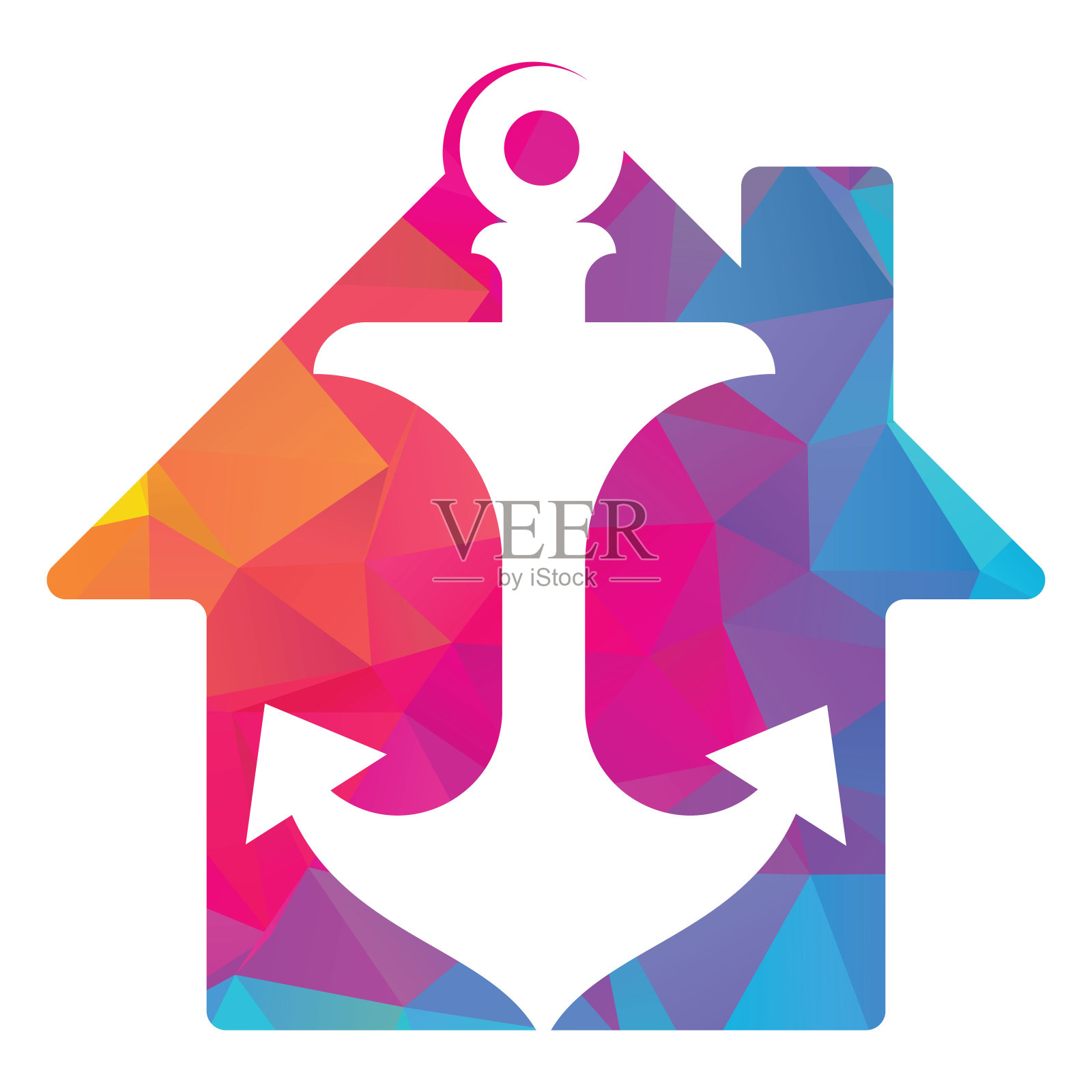 锚家形状矢量概念标志设计。插画图片素材