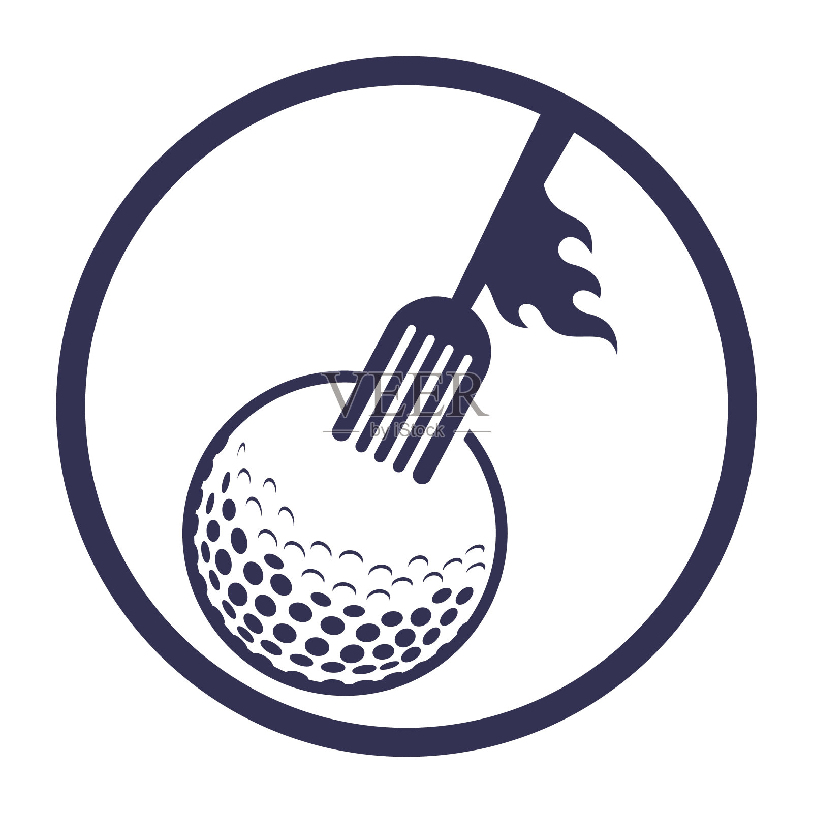 高尔夫和叉子标志设计模板。插画图片素材