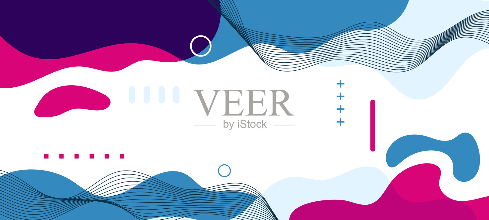 现代色彩的波浪层抽象设计在白色的背景与几何形状元素的设计。插画图片素材