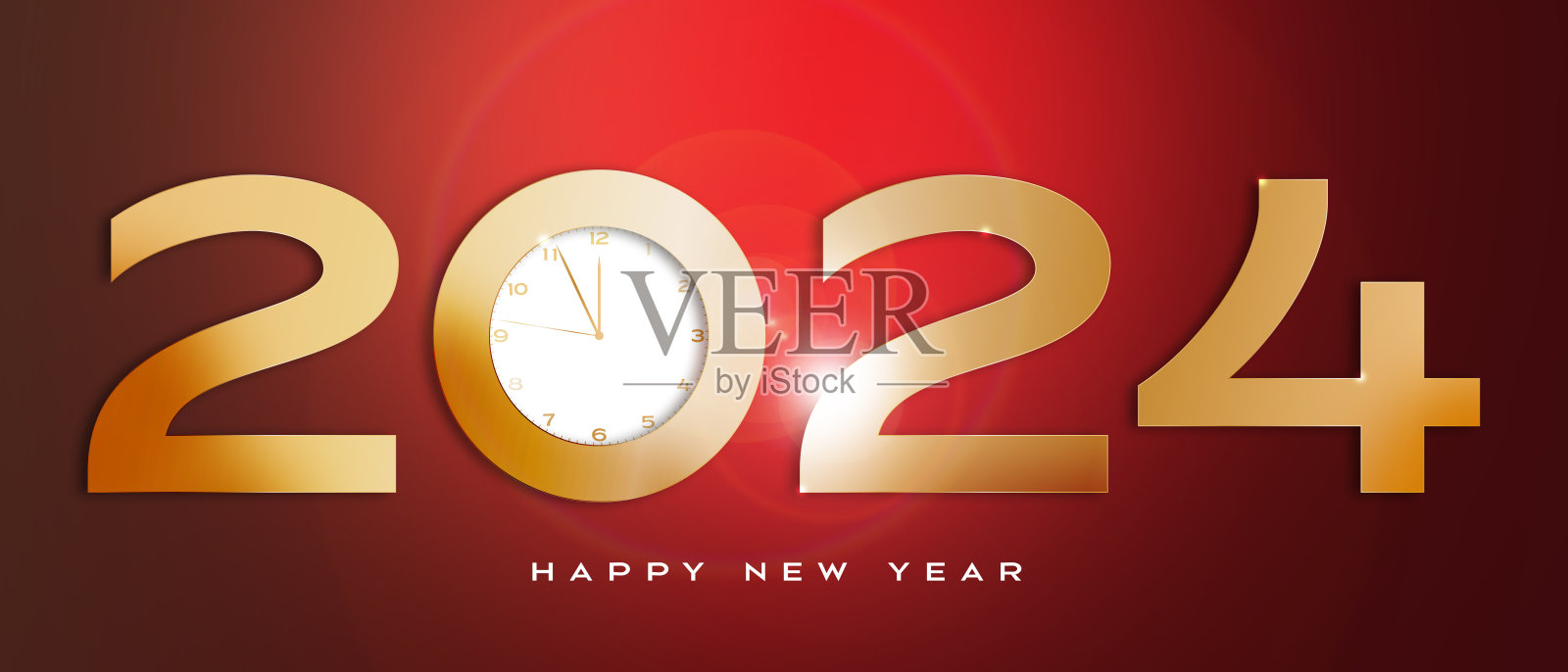 豪华设计,2024年新年快乐,黄金数字插画图片素材