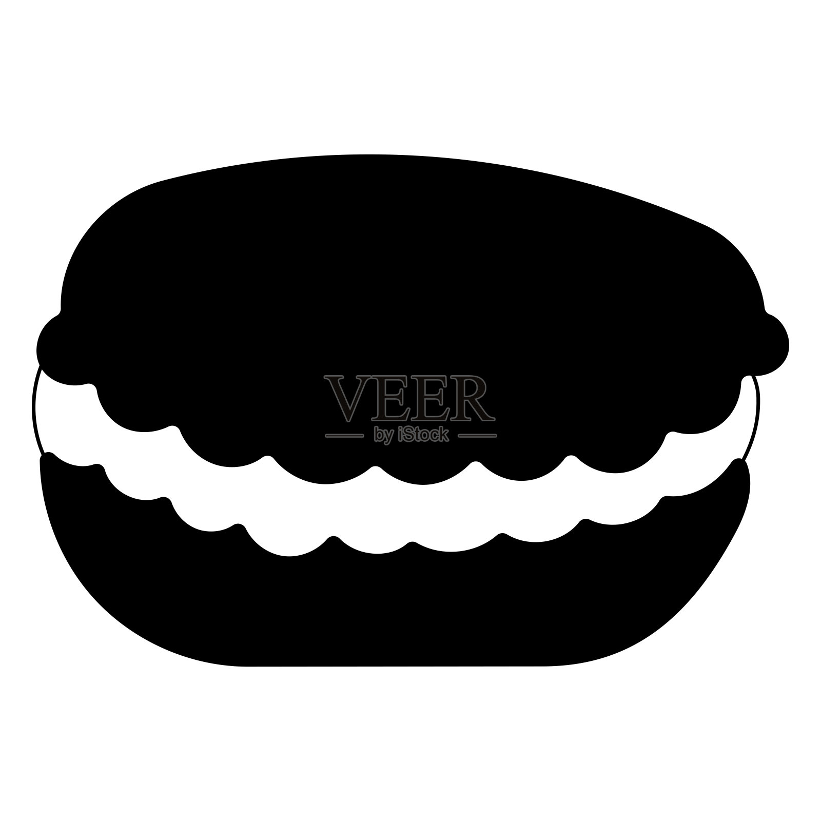 马卡龙黑色法式甜咖图标元素插画图片素材