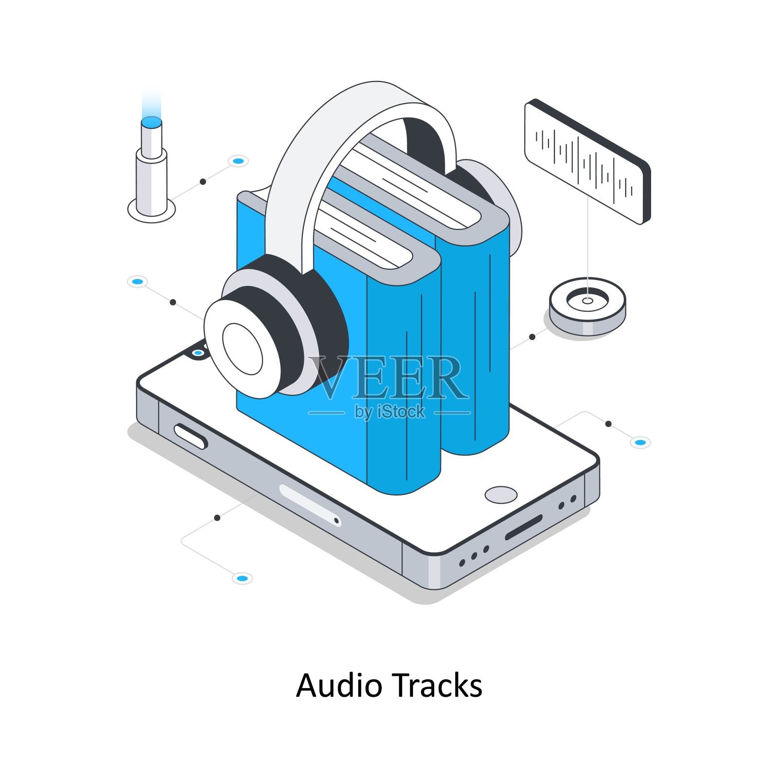 音频轨道等距股票插图。EPS文件插画图片素材