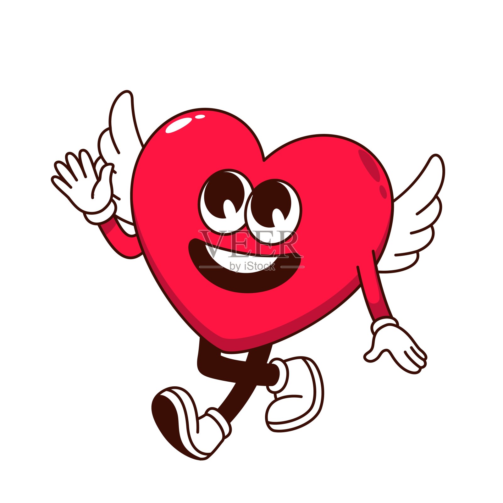 绝妙的有翅膀的心插画图片素材