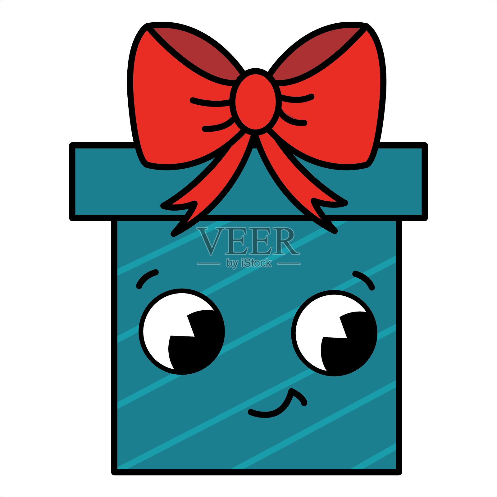 可爱的礼物与眼睛和微笑的复古风格。插画图片素材