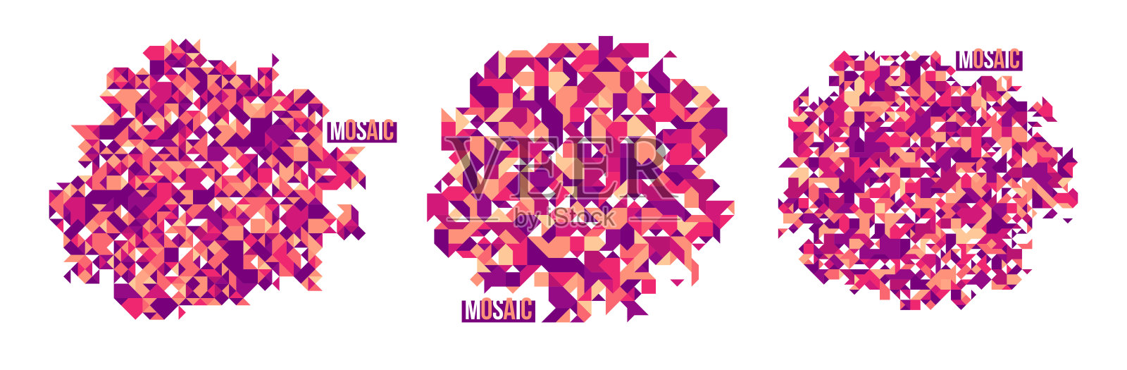 抽象明亮的红色马赛克矢量背景设置,艺术设计元素新潮现代风格,纹理美丽的数字艺术。插画图片素材