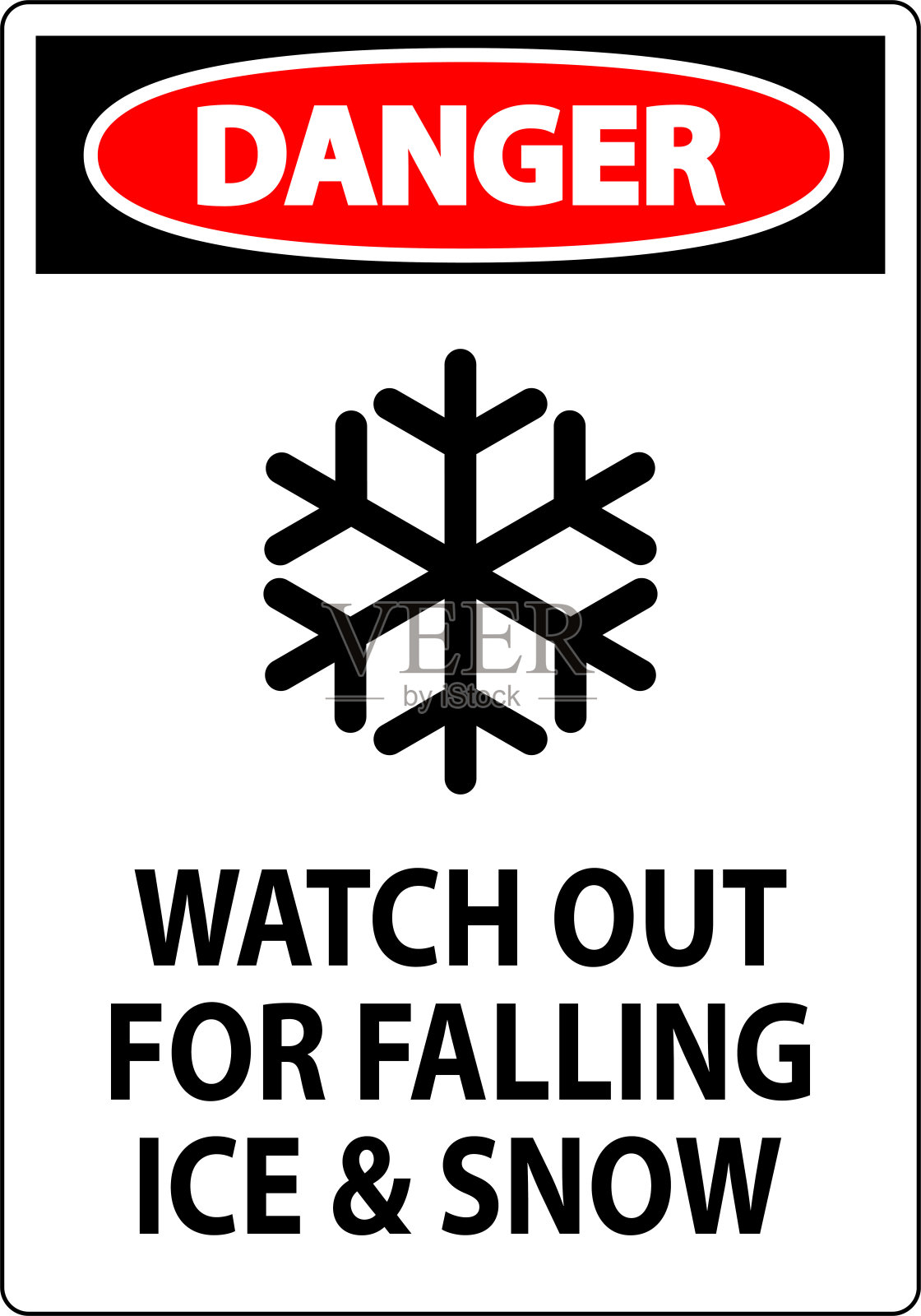 危险标志小心落下的冰雪插画图片素材
