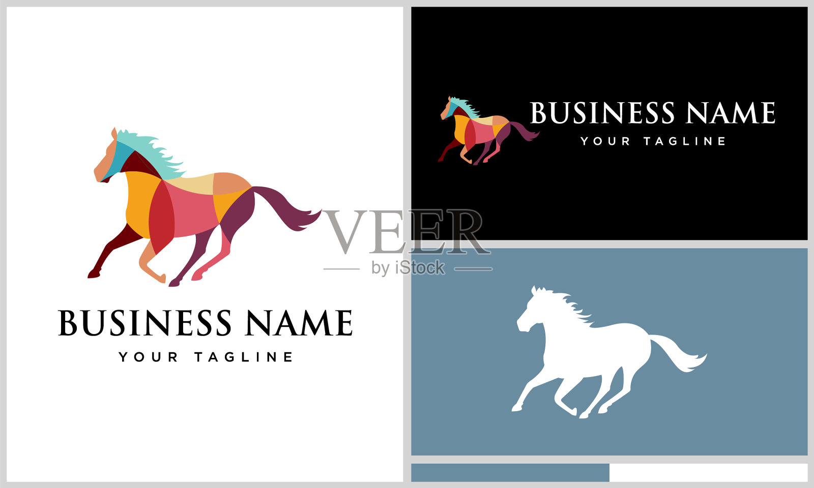 多边形全彩色马标志插画图片素材