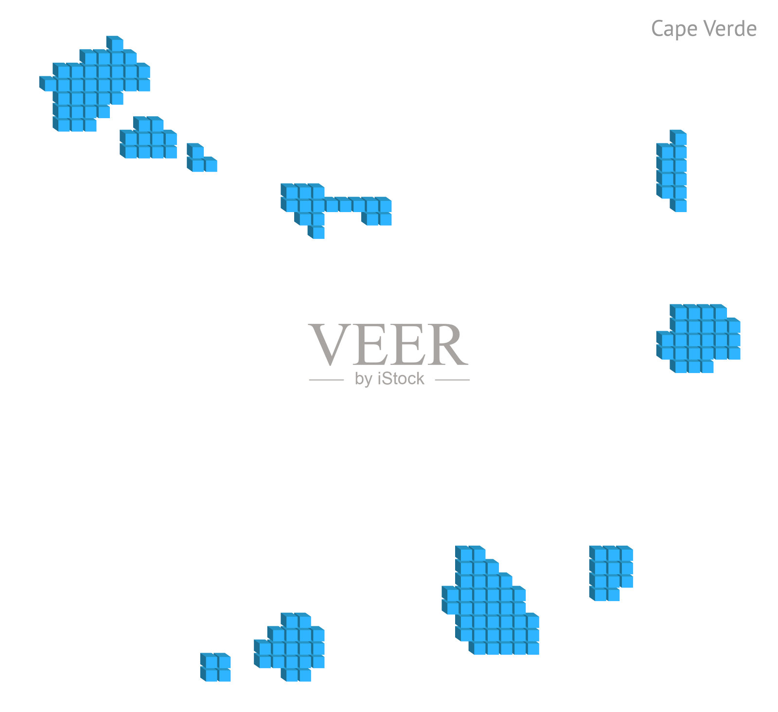 矢量插图佛得角像素化地理地图插画图片素材