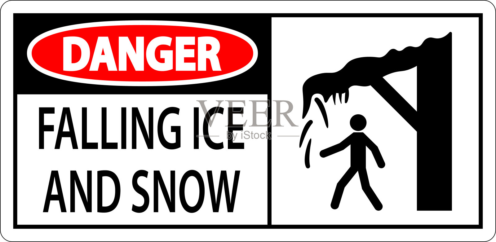 冰雪警告标志警告-坠落的冰雪标志插画图片素材