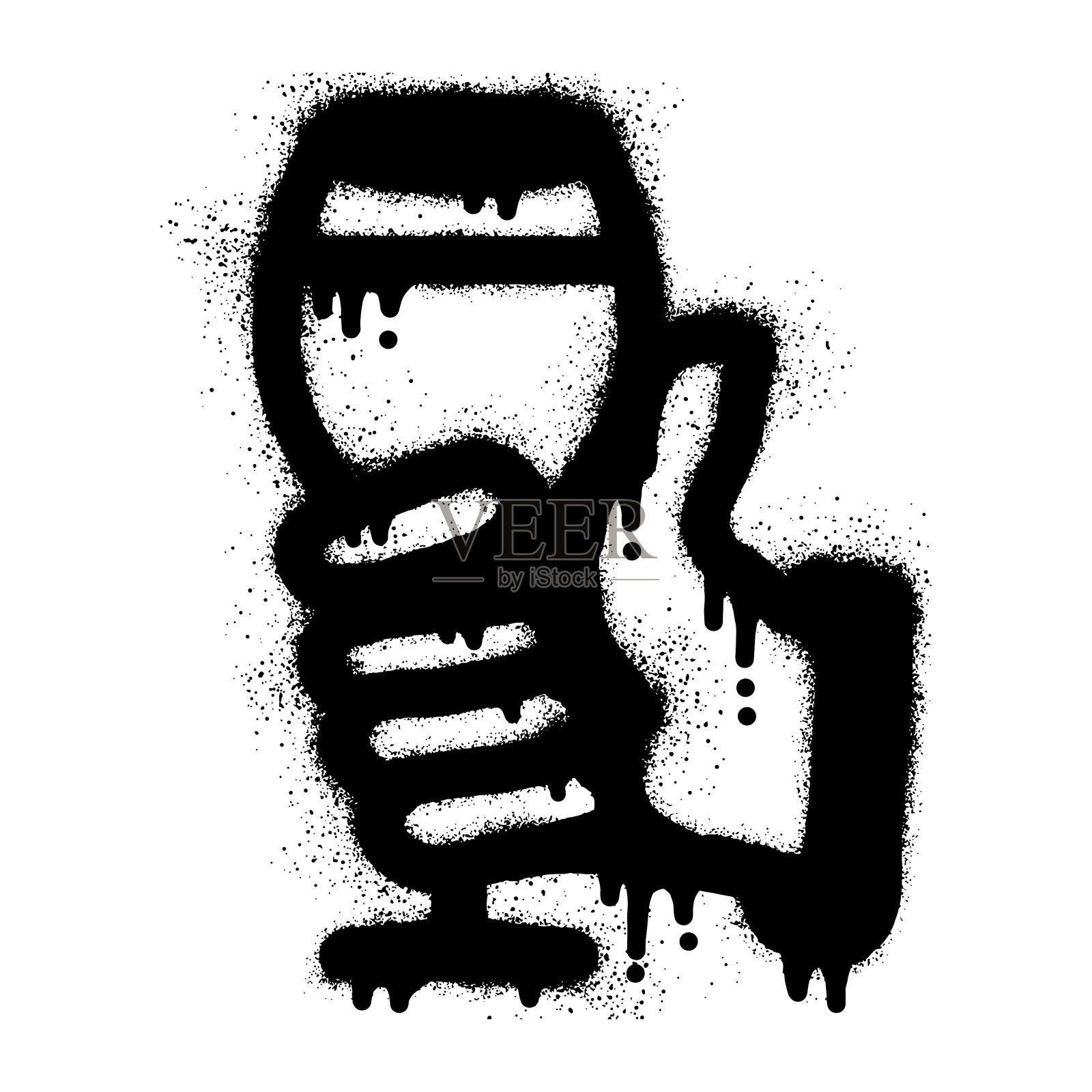 用黑色喷漆涂鸦一只手拿着酒杯插画图片素材