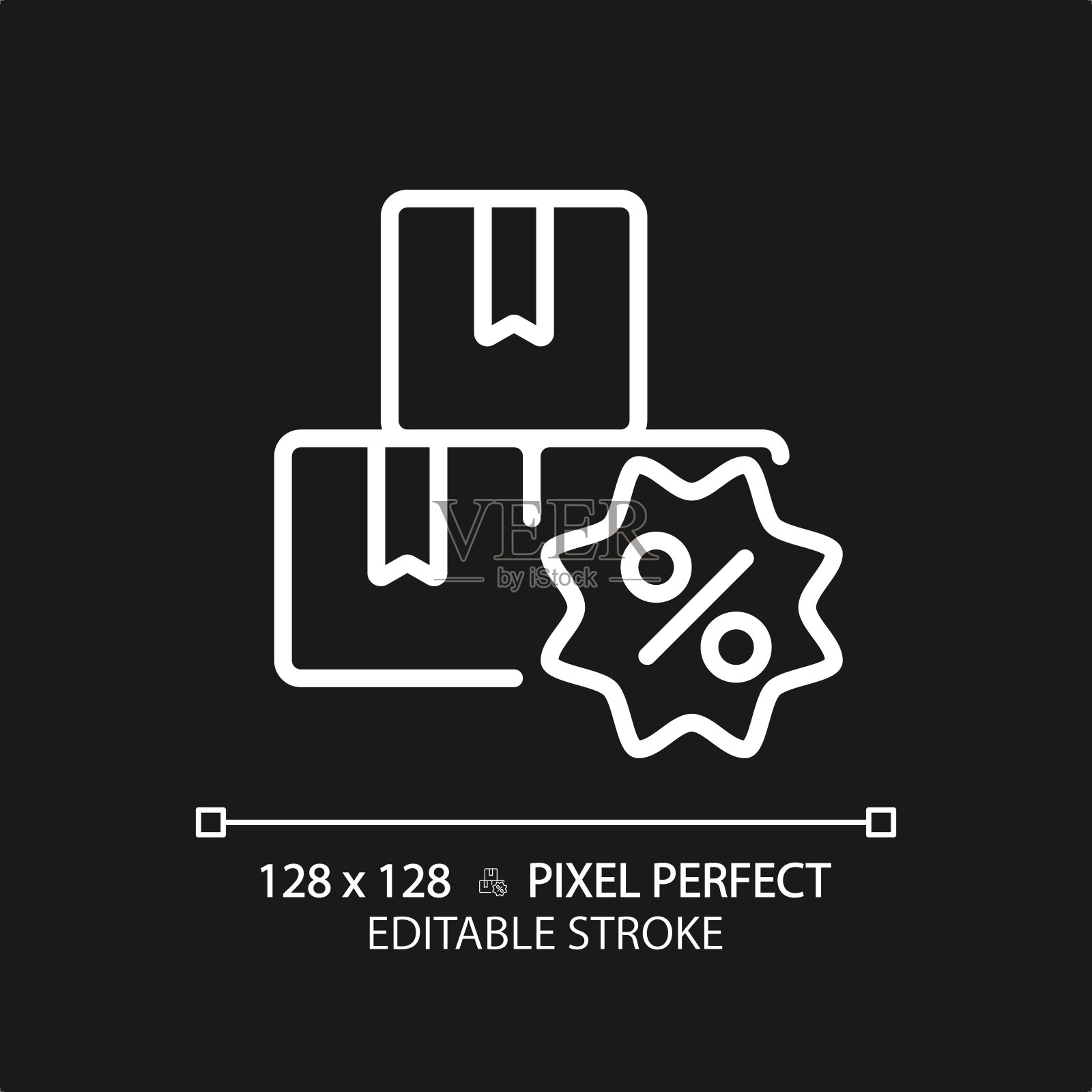 2D可定制的细线性标签与百分比白色图标插画图片素材