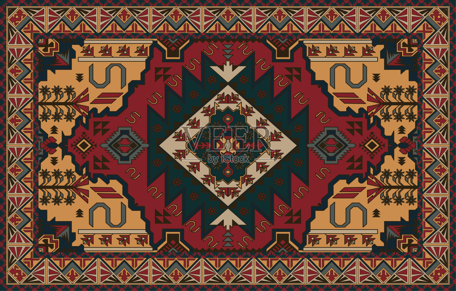 地毯图案波斯。几何民族东方无缝图案的传统设计为背景。非洲的模式。地毯,瓷砖,壁纸,矢量插图。美国插画图片素材