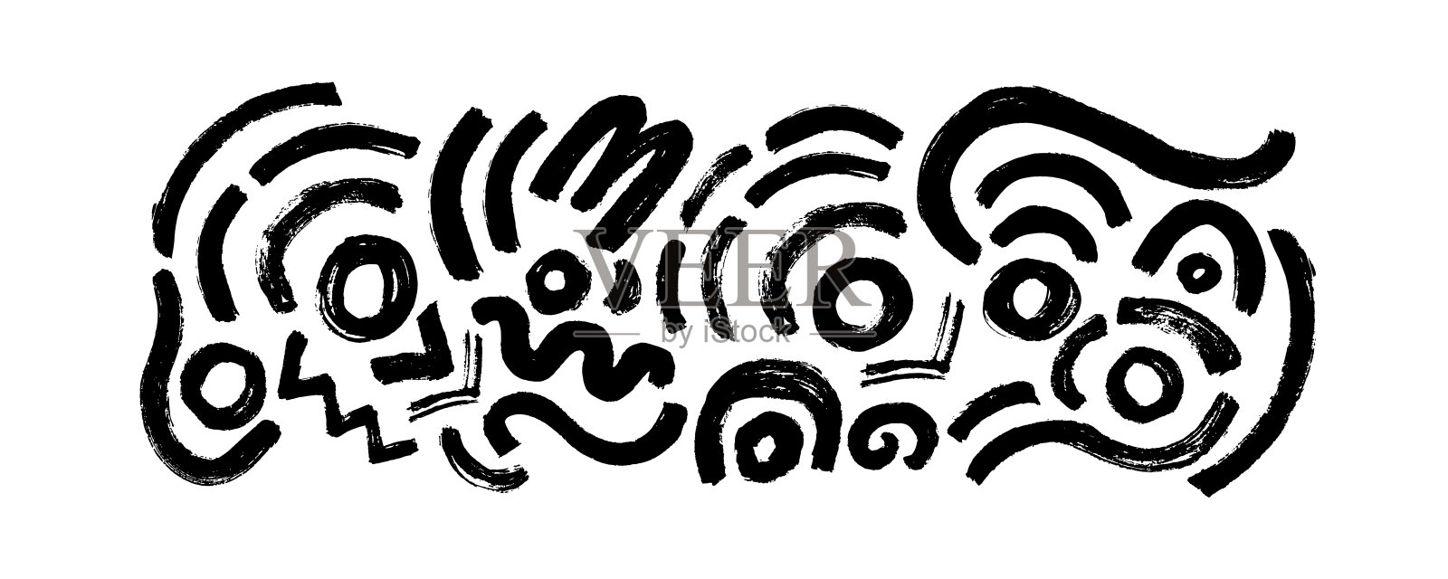 用刷子画圆和曲线。插画图片素材