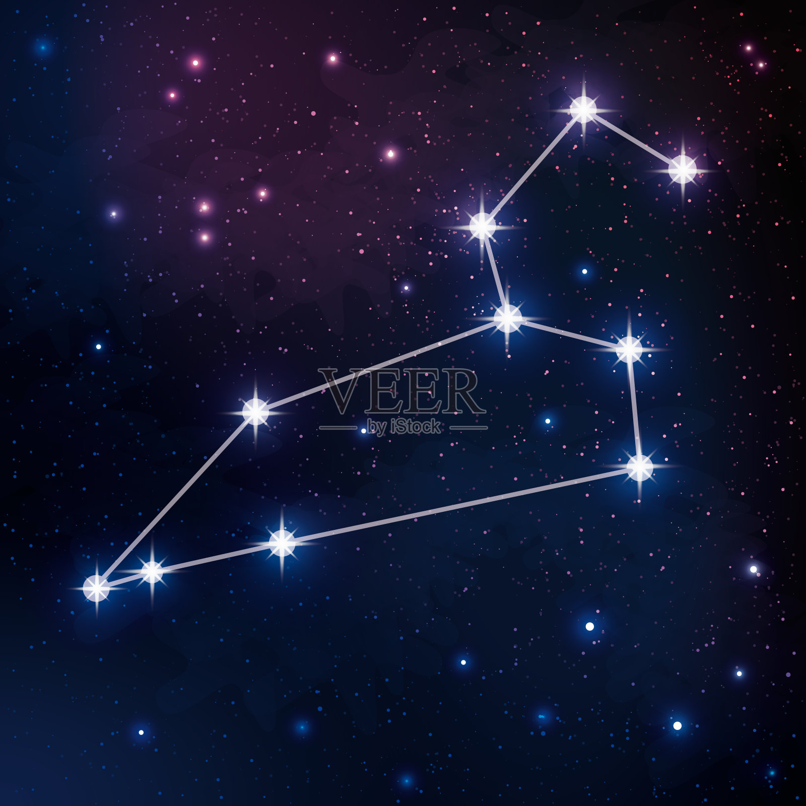 狮子座在夜空中插画图片素材