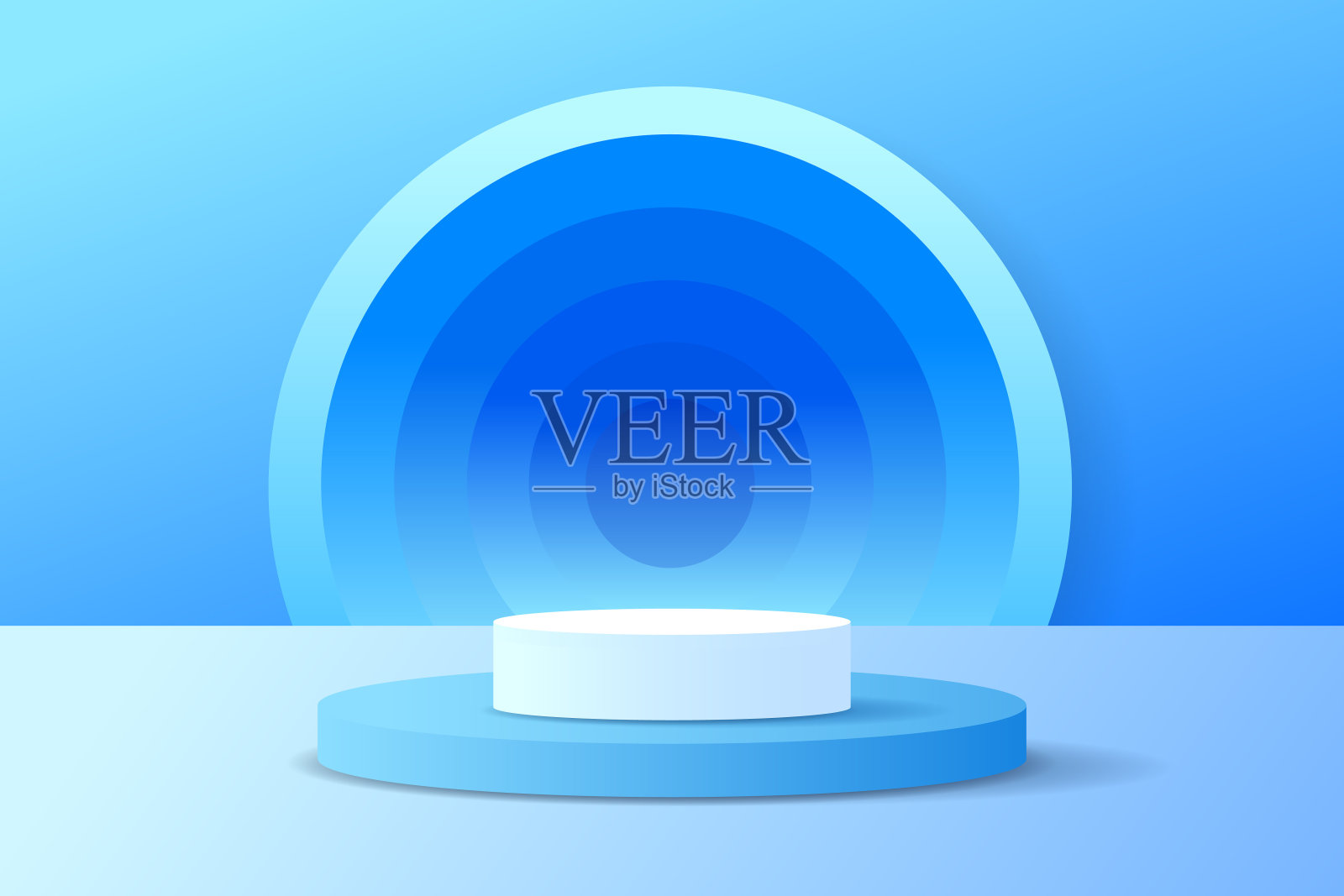 设置紫色、蓝色、紫色三维物体圆柱体基座、平台显示渐变色最小场景插画图片素材