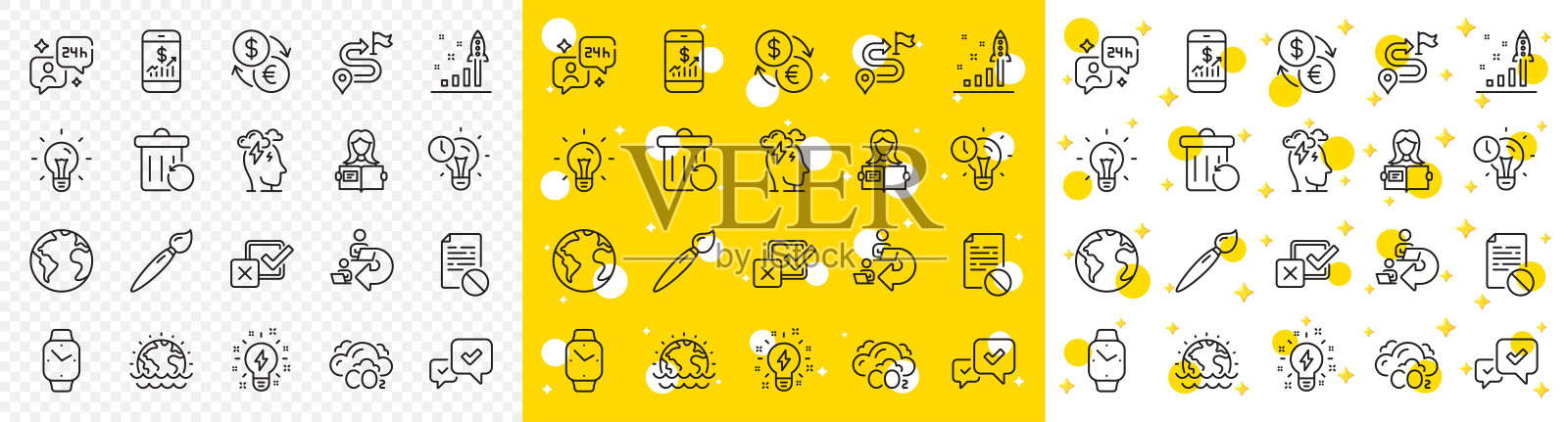 笔刷、压力、咨询线性图标,适用于Web应用插画图片素材