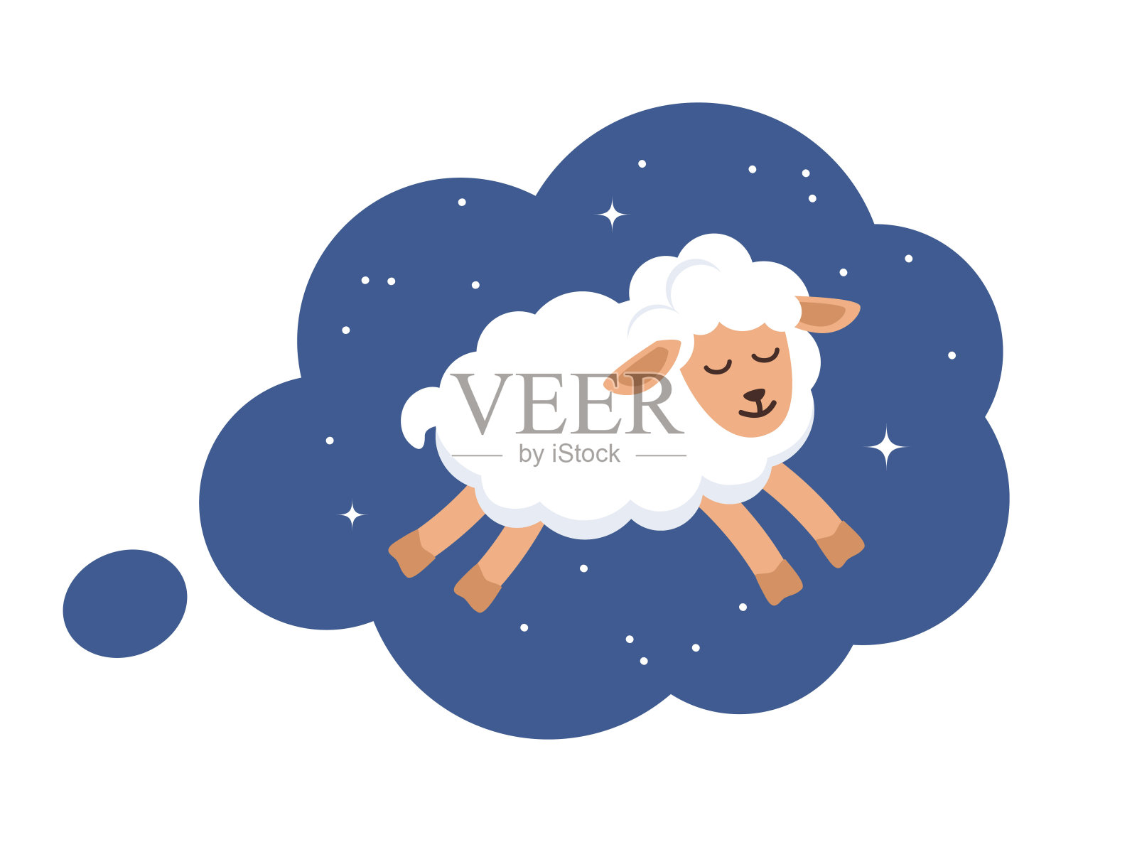 孩子们用可爱的小羊羔和文字“晚安”来打印艺术之夜。深色背景配卡通羊、星星。儿童房装饰用的儿童海报。矢量插图。插画图片素材