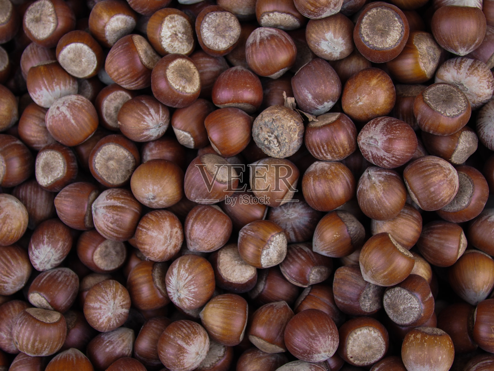 去壳榛子和栗子在市场上出售照片摄影图片