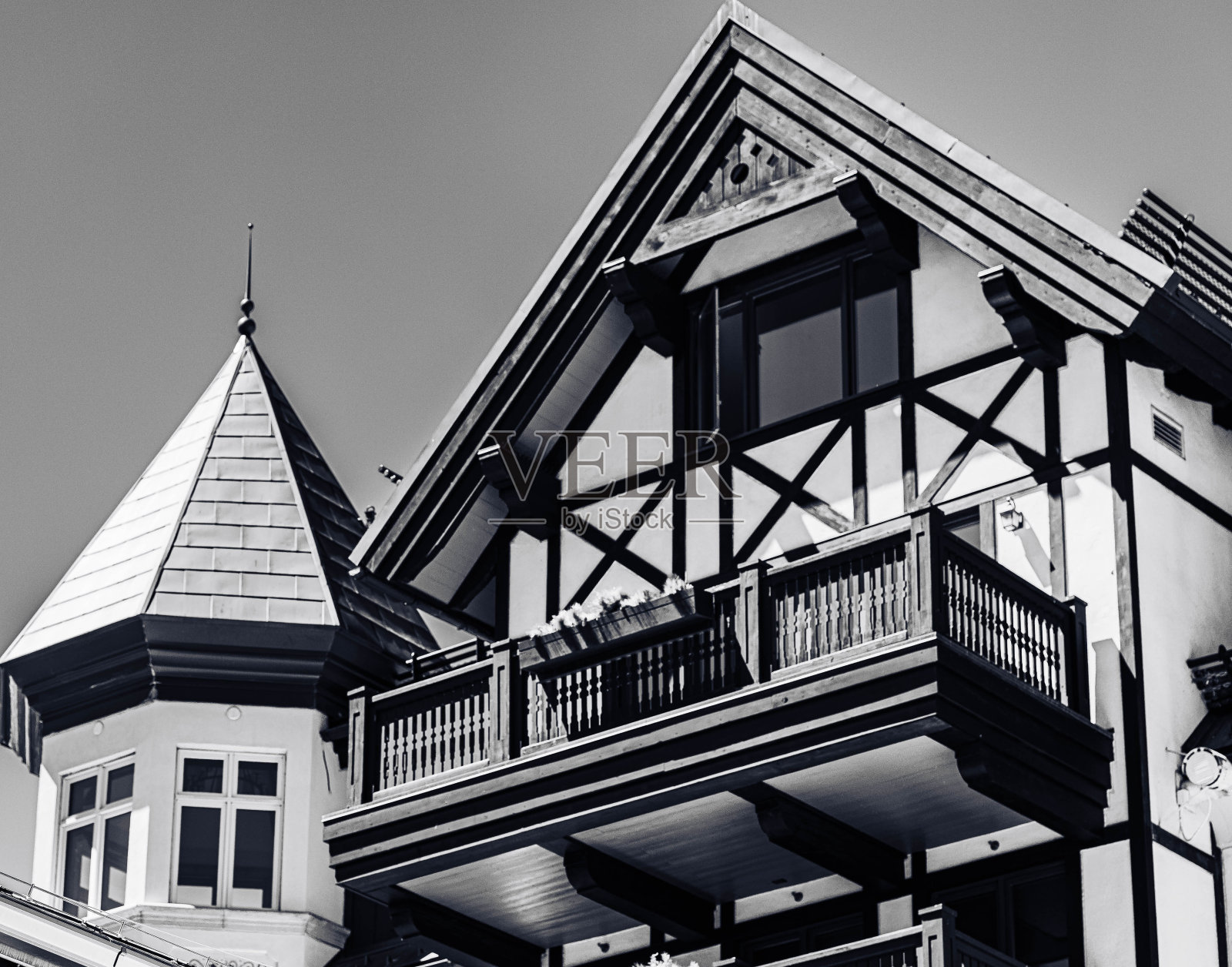 复古的图像,一个壮观的建筑与美丽的结构在黑色和白色照片摄影图片