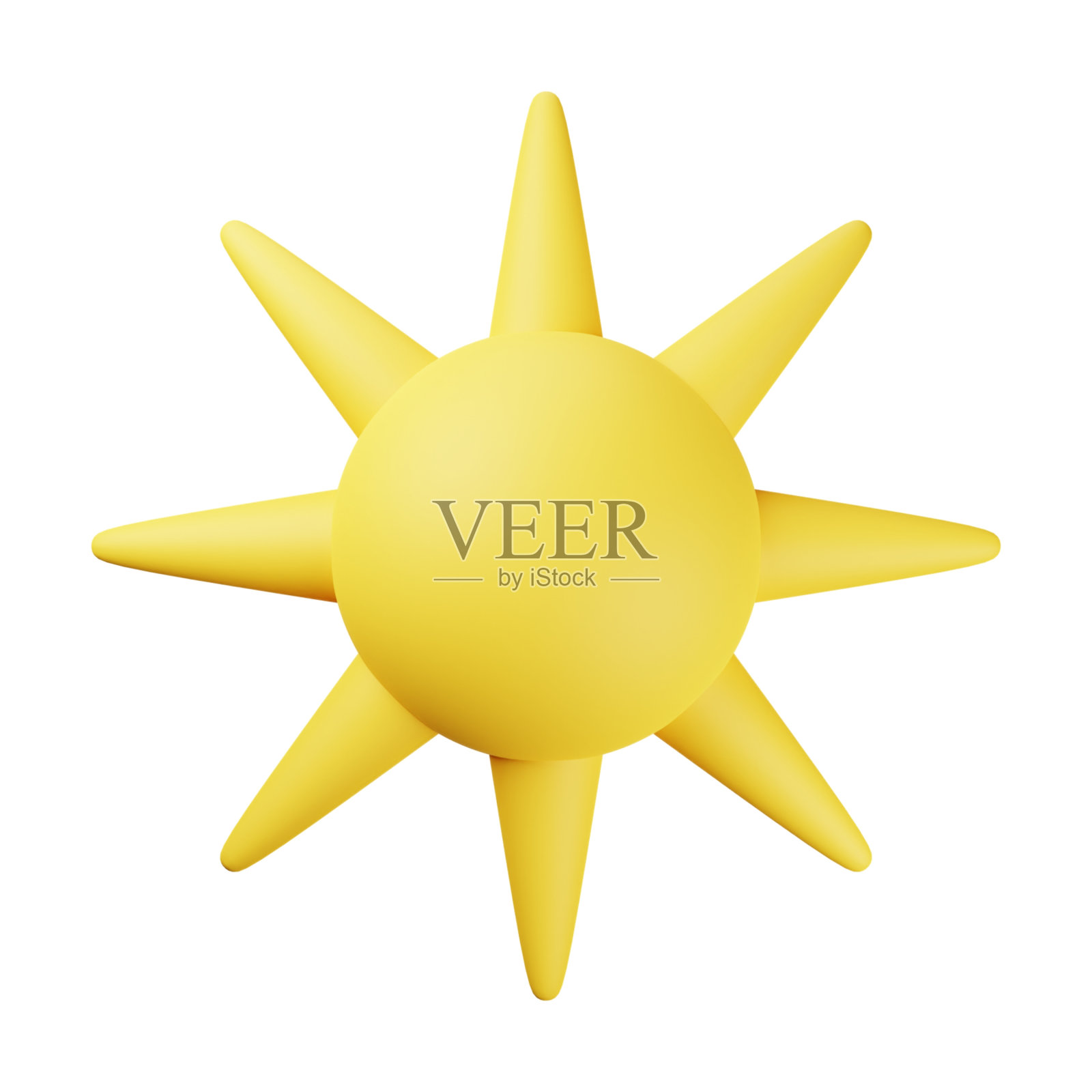 黄色太阳3D插图孤立在白色背景照片摄影图片