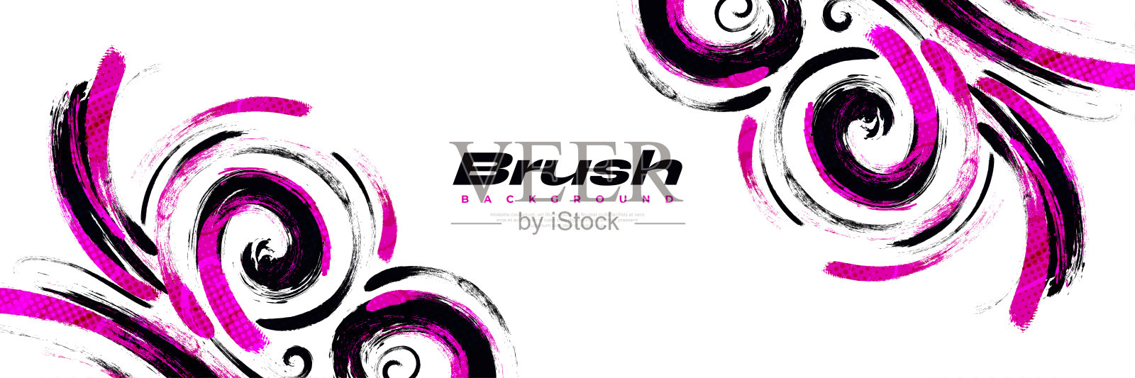 抽象黑色和紫色刷背景与半色调效果。运动背景。为横幅或海报的笔触插图。划痕和纹理元素的设计插画图片素材