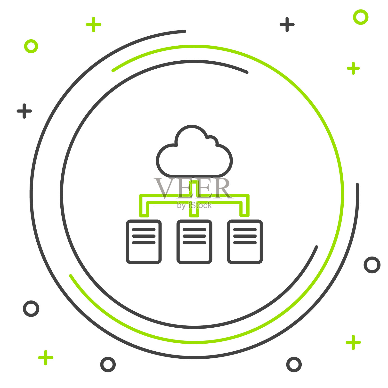 联机工作图标隔离在白色背景上。自由职业者在家里用笔记本电脑工作。远程工作。远距离工作概念。色彩缤纷的轮廓概念。向量插画图片素材