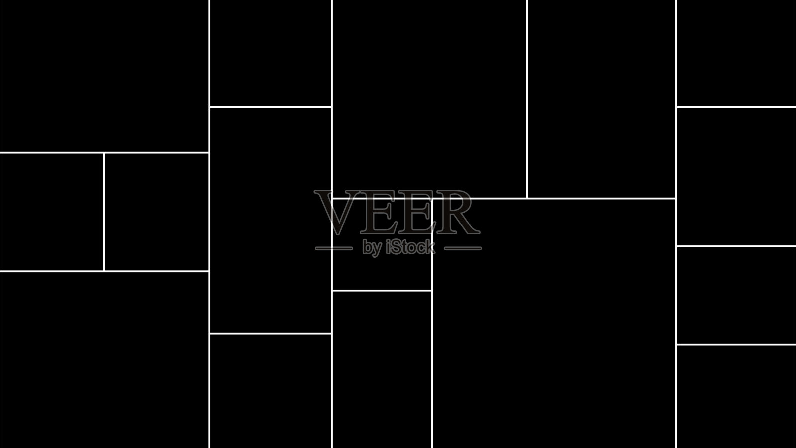 创造性矢量模板拼贴由16帧为一个正方形和矩形形状的照片。插画图片素材